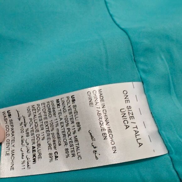 NWOT Chico's Turquoise Teal and Gold Patterned Coat Jacket Size 16-18 - Picture 6 of 10